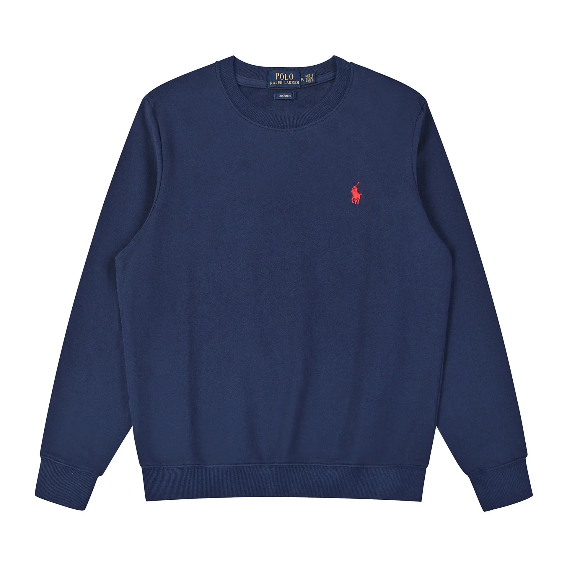 Round neck navy blue red logo