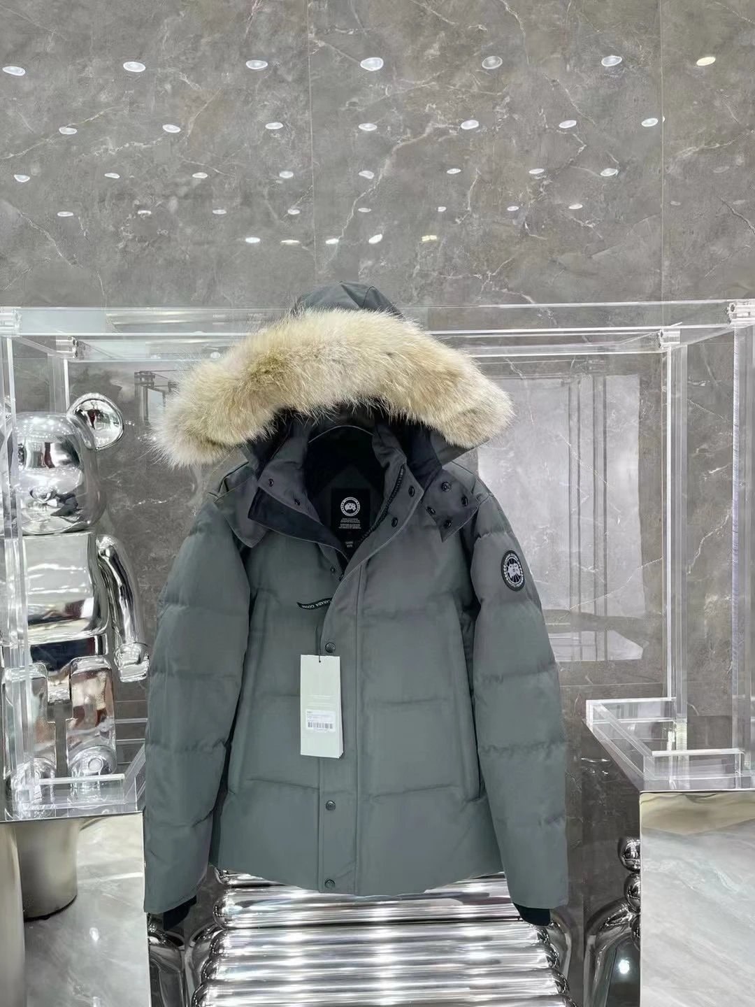 Grey gray label customized large wolf fur, perfect and flawless, no need to wait